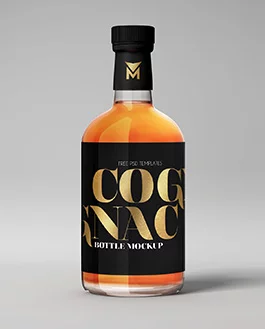 Brandy Whisky Cognac Bottle – Free PSD Mockup