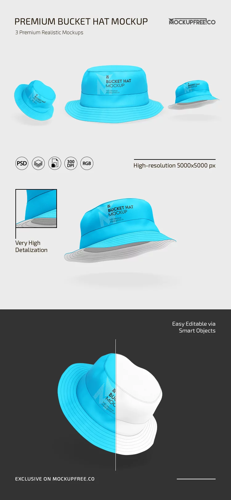 Bucket Hat PSD Mockup