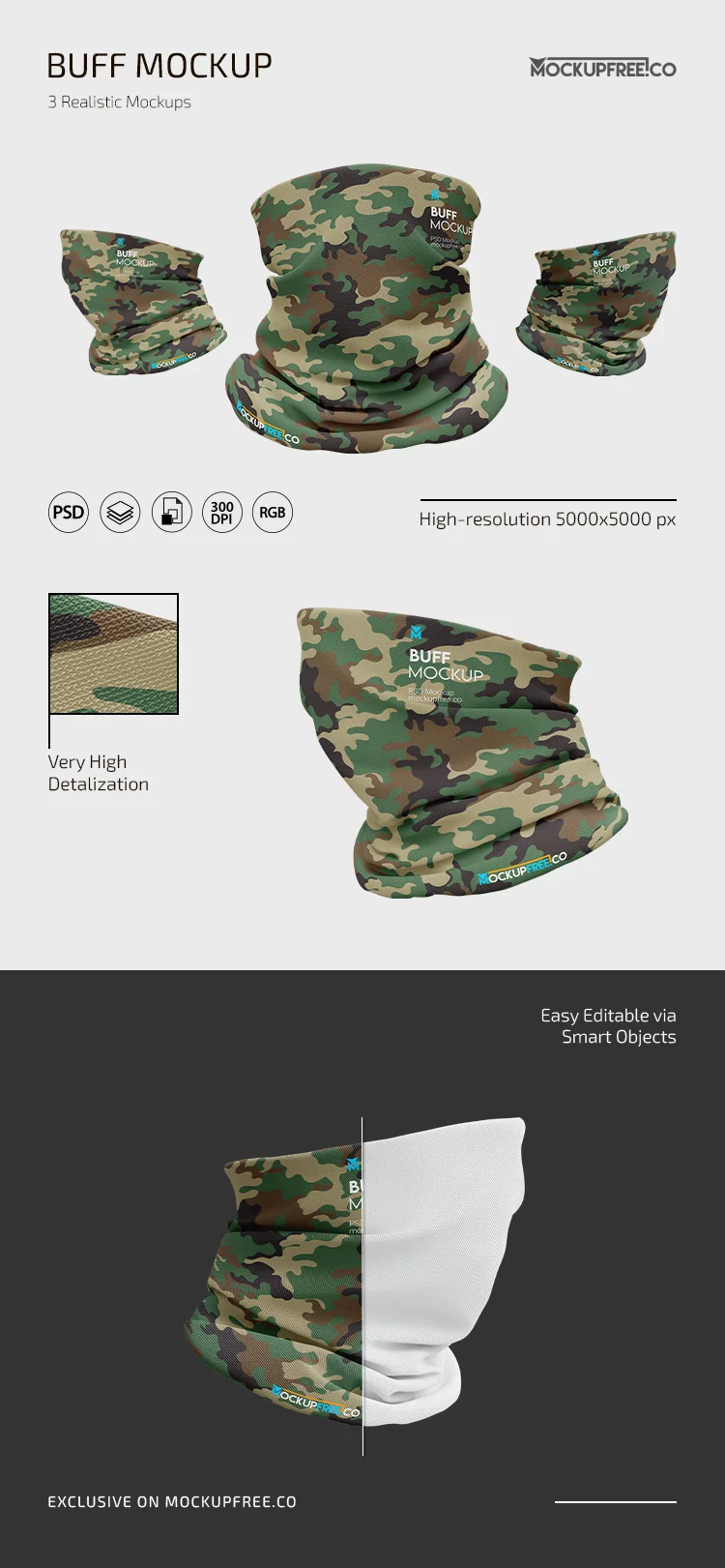 Buff or Neck Gaiters PSD Mockup