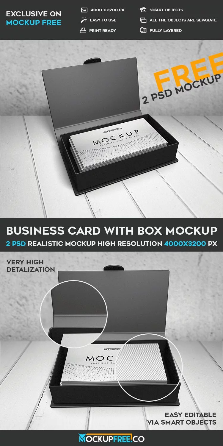 Business Card with Box – 2 Free PSD Mockups