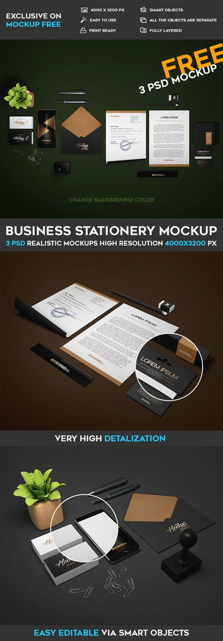 Business Stationery – 3 Free PSD Mockups