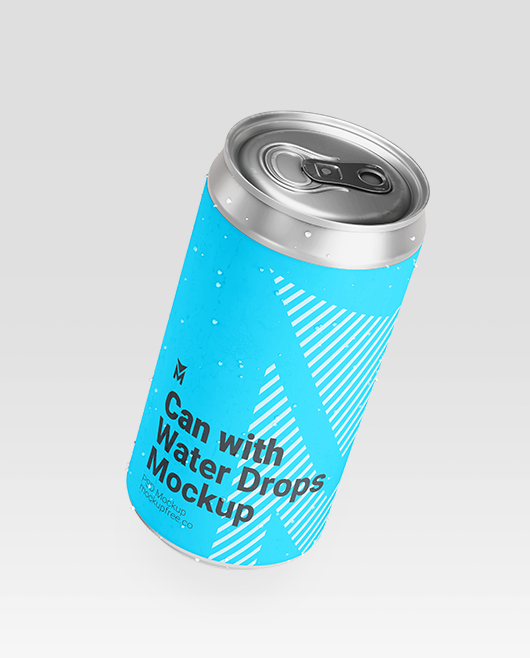 Realistic Cans blue with water drops for mock-up. Soda can mock up