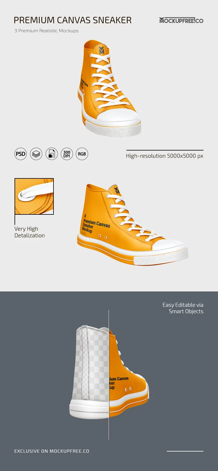 Canvas Sneakers Mockup PSD Template