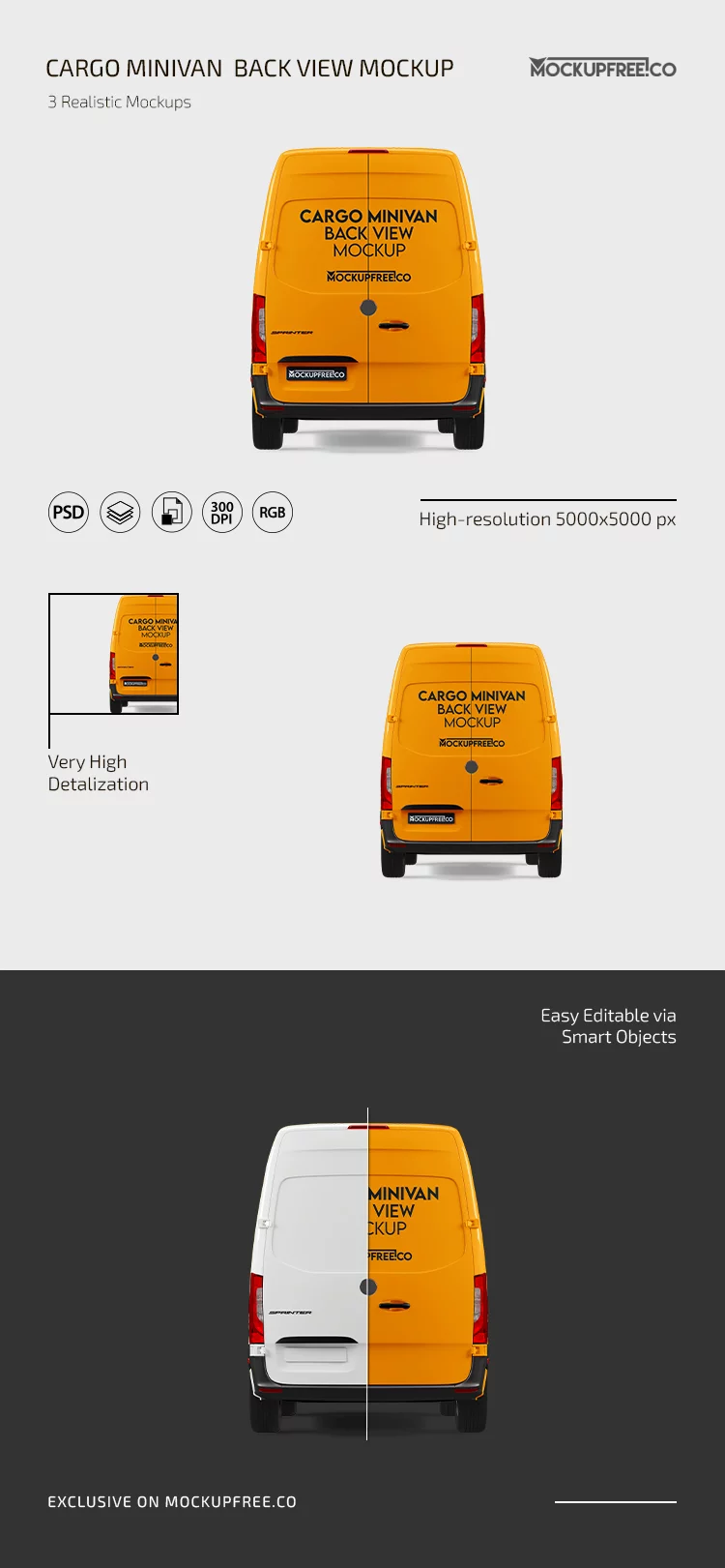 Cargo Minivan Back View Mockup PSD