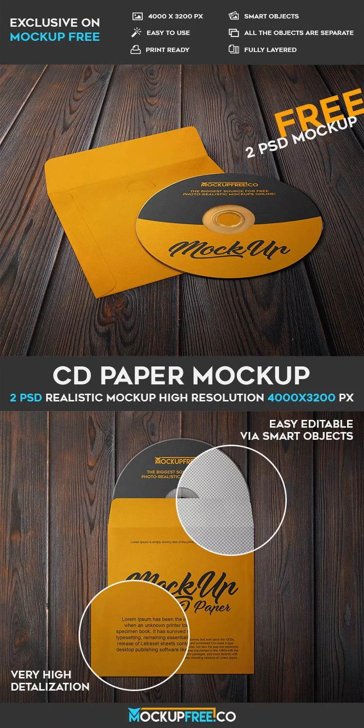 CD Paper – 2 Free PSD Mockups