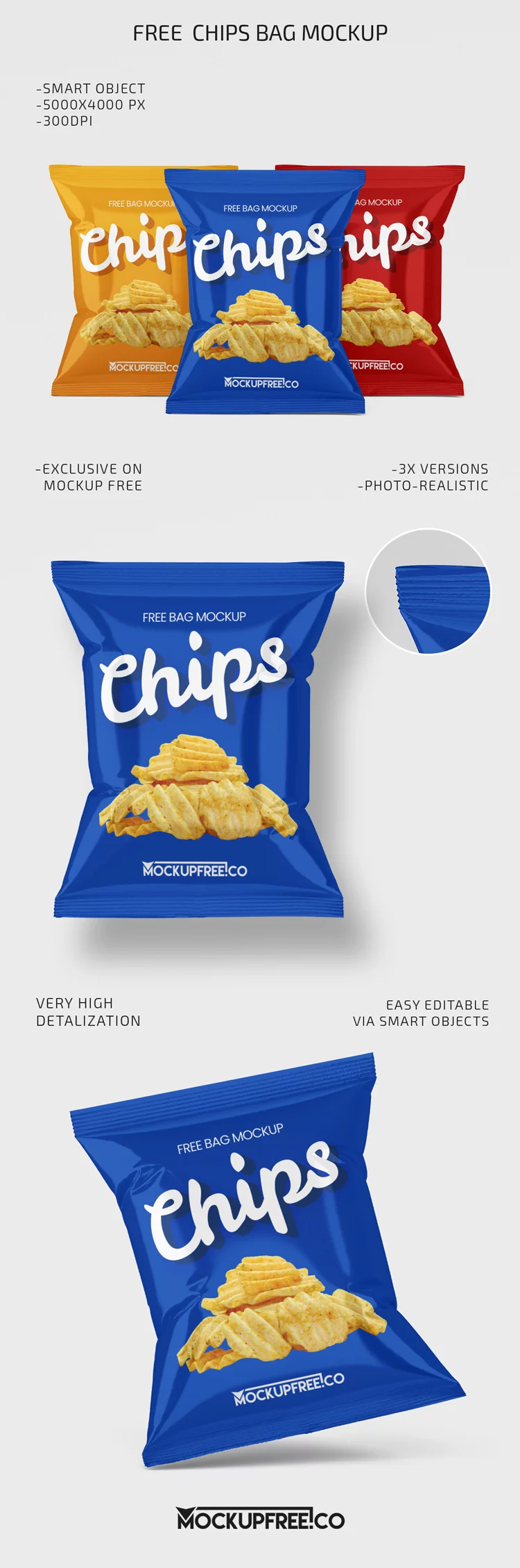 Chips Bag – 3 Free PSD Mockups