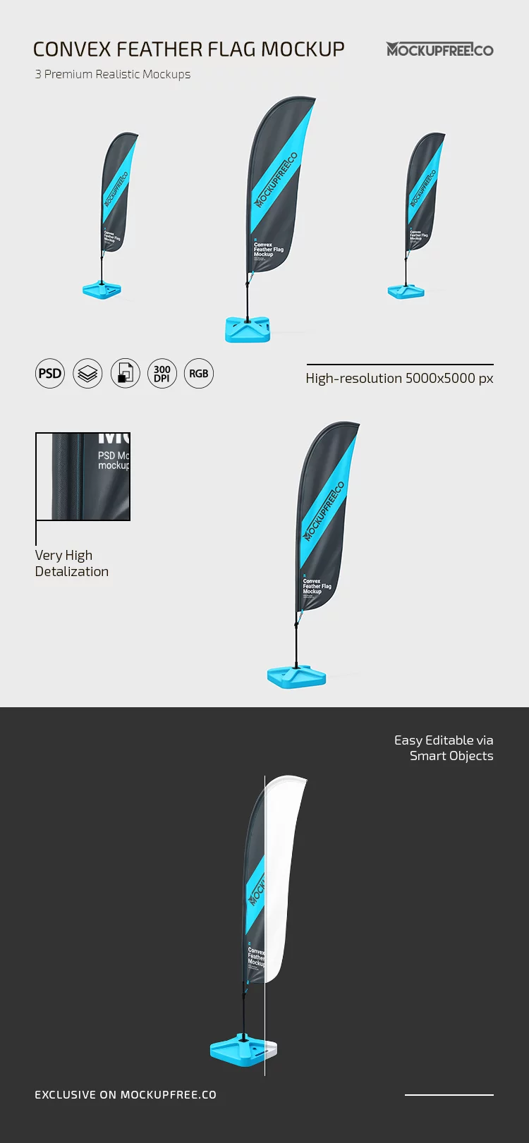 Convex Feather Flag PSD Mockup