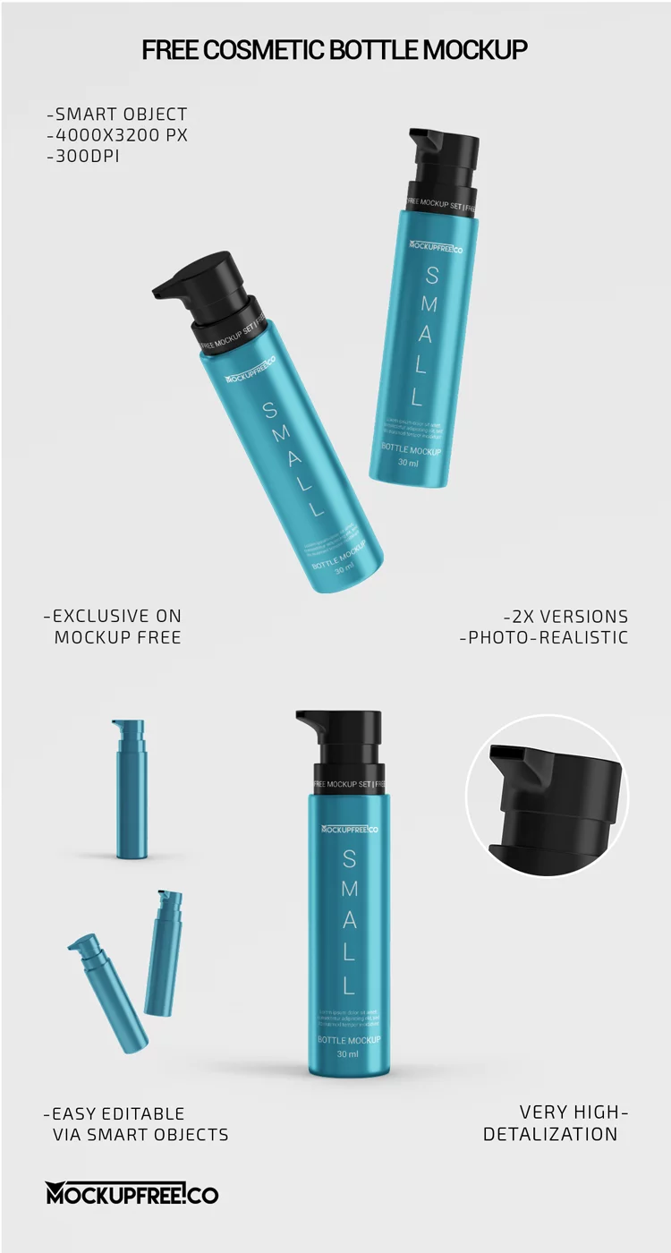 Cosmetic Bottle – 2 Free PSD Mockups