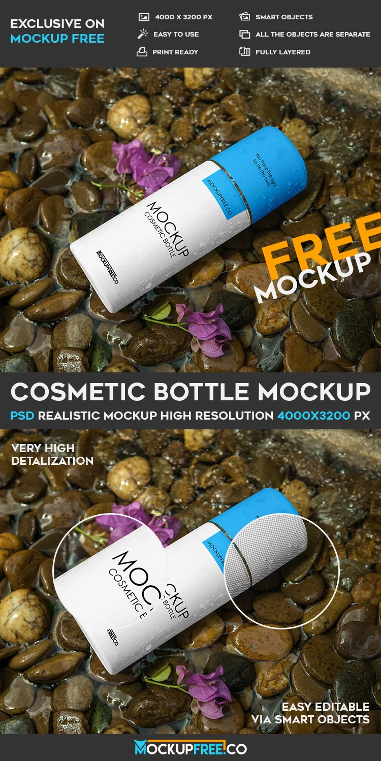 Cosmetic Bottle Free PSD Mockup