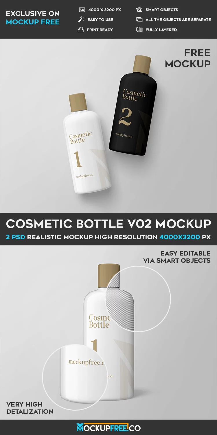 Cosmetic Bottle V02 – 2 Free PSD Mockups
