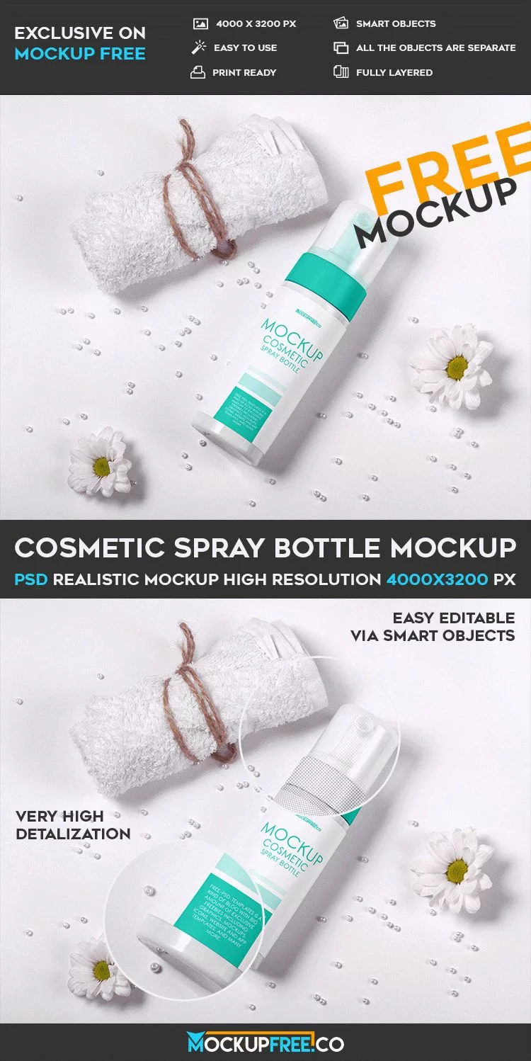 Cosmetic Spray Bottle – Free PSD Mockup
