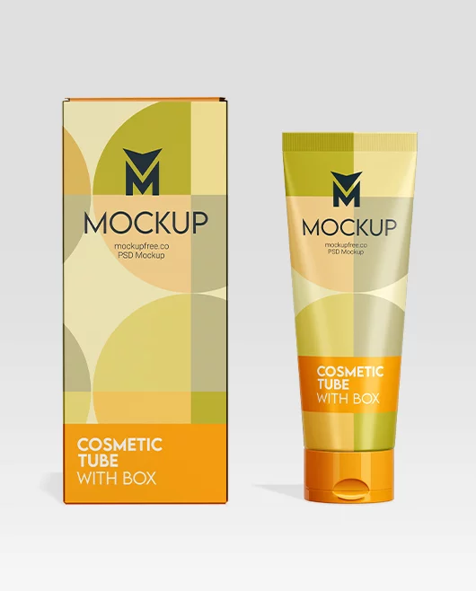 Cosmetic Tube With Box PSD Mockup