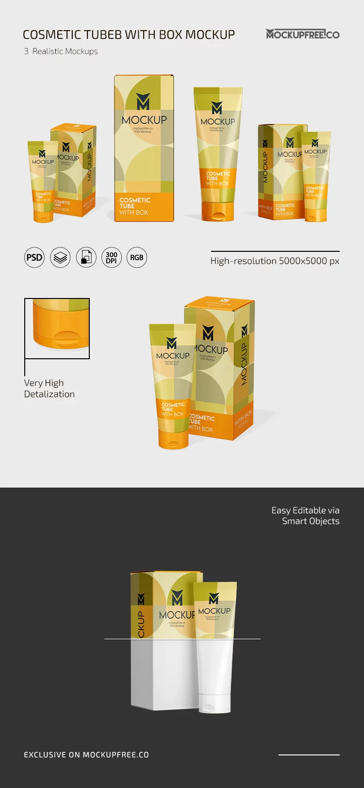 Cosmetic Tube With Box Mockup