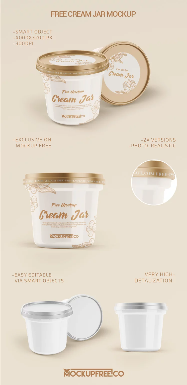 Cream Jar – 2 Free PSD Mockups