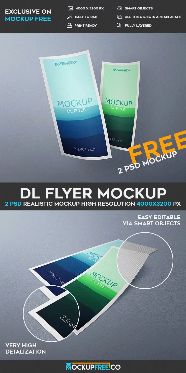 DL Flyer – 2 Free PSD Mockups