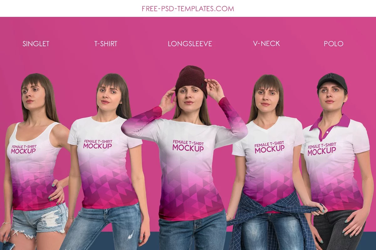 Female T-Shirt PSD Mockups