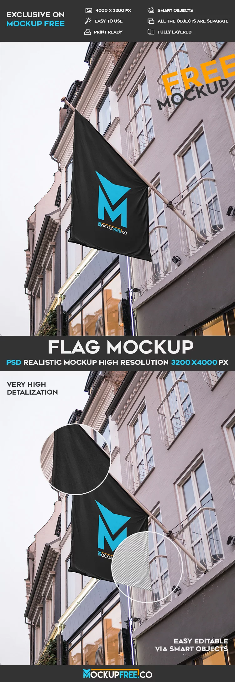 Flag – Free PSD Mockup