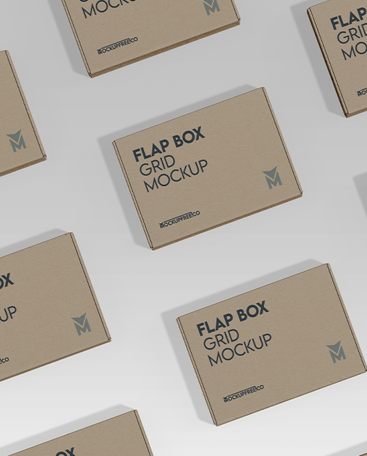 Flap Box Grid Mockup PSD Template Set for Photoshop