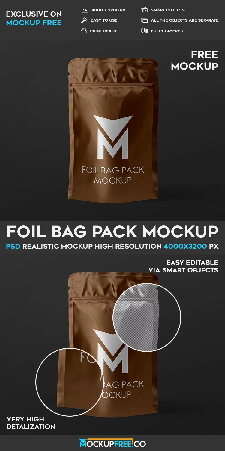 Foil Bag Pack – Free PSD Mockup