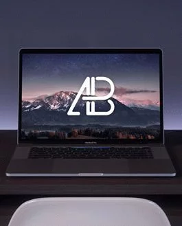Free 2017 MacBook Pro On Desk PSD Mockup