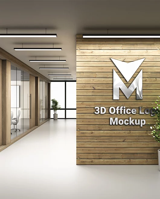 Free 3D Office Logo PSD Mockup