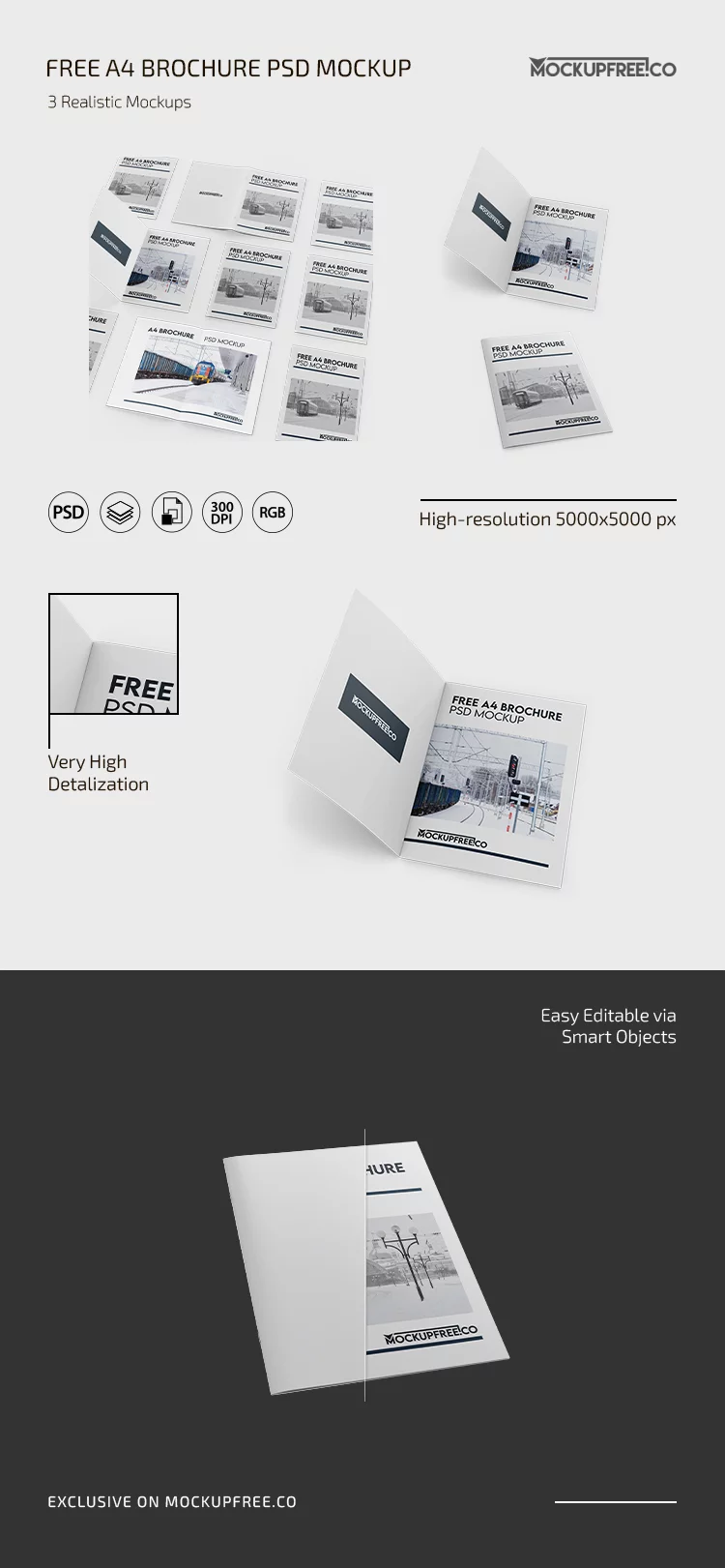 Free A4 Brochure PSD Mockup