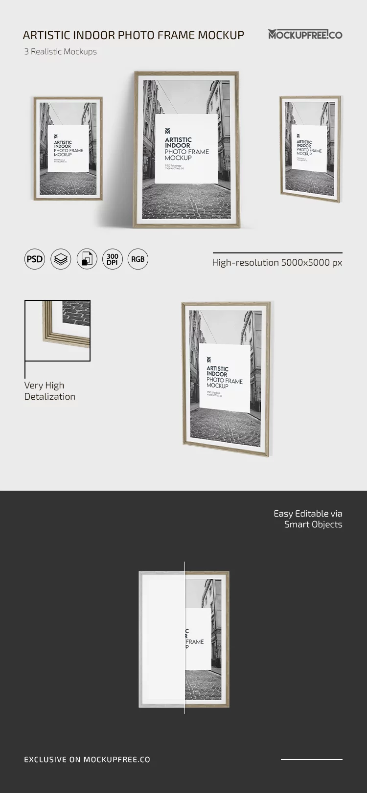 Free Artistic Indoor Photo Frame Mockup