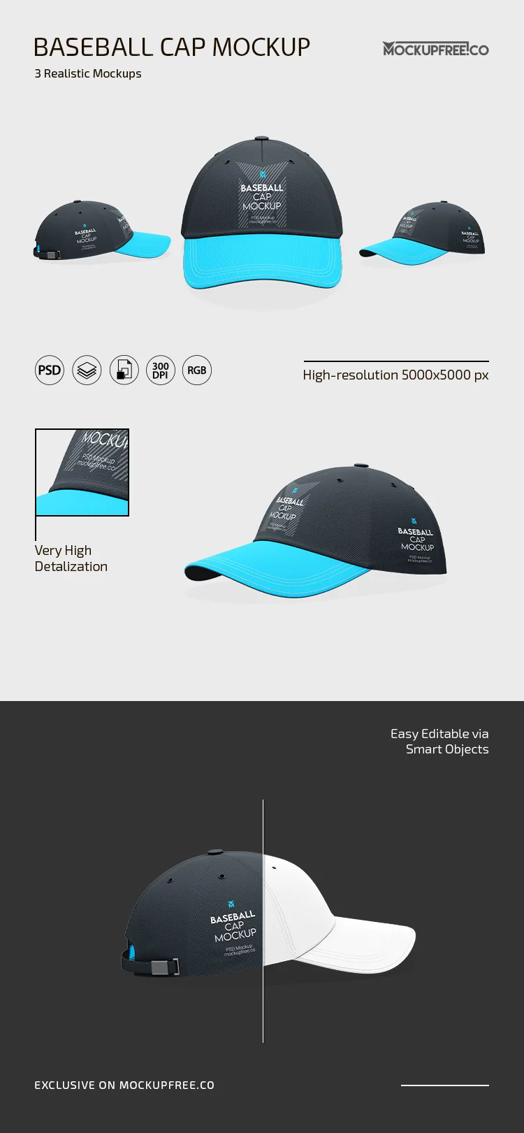 Free Baseball Cap PSD Mockup