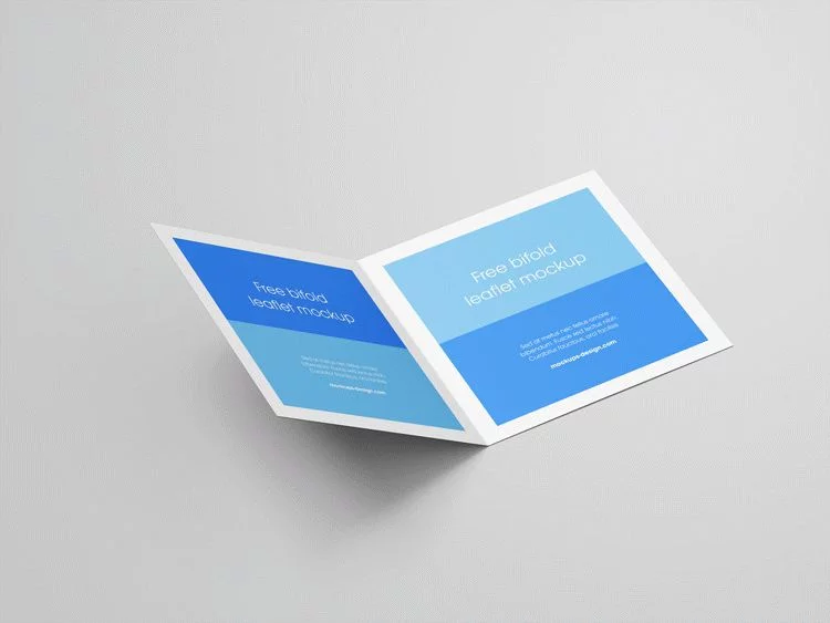 Free bi-fold square leaflet PSD mockup