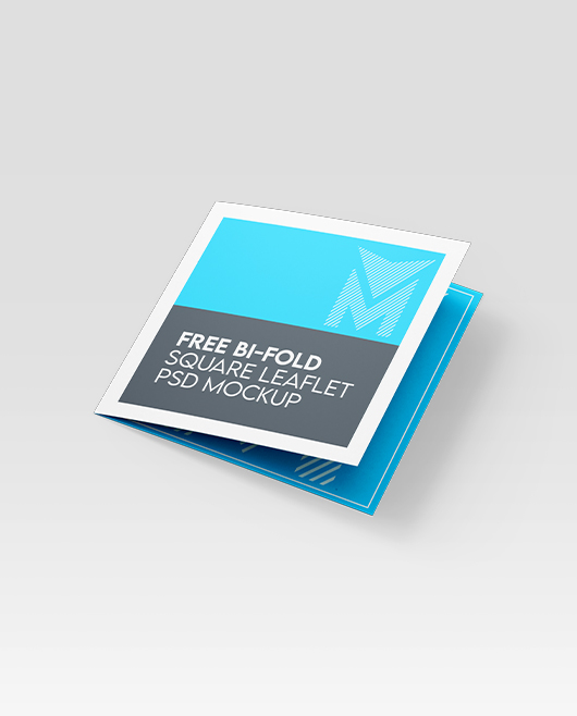 Free Bi-fold Square Leaflet PSD Mockup Set for Photoshop
