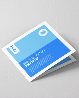 Free bi-fold square leaflet PSD mockup - Mockupfree.co