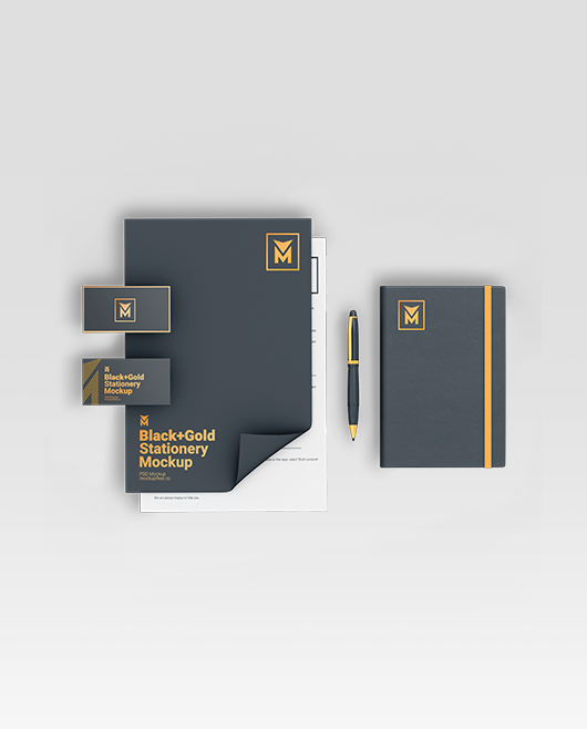 Free Black + Gold Stationery Mockup
