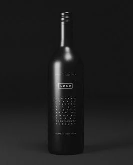 Free Black Wine Bottle Logo PSD Mockup