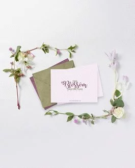 Free Blossom Greeting Card PSD Mockup