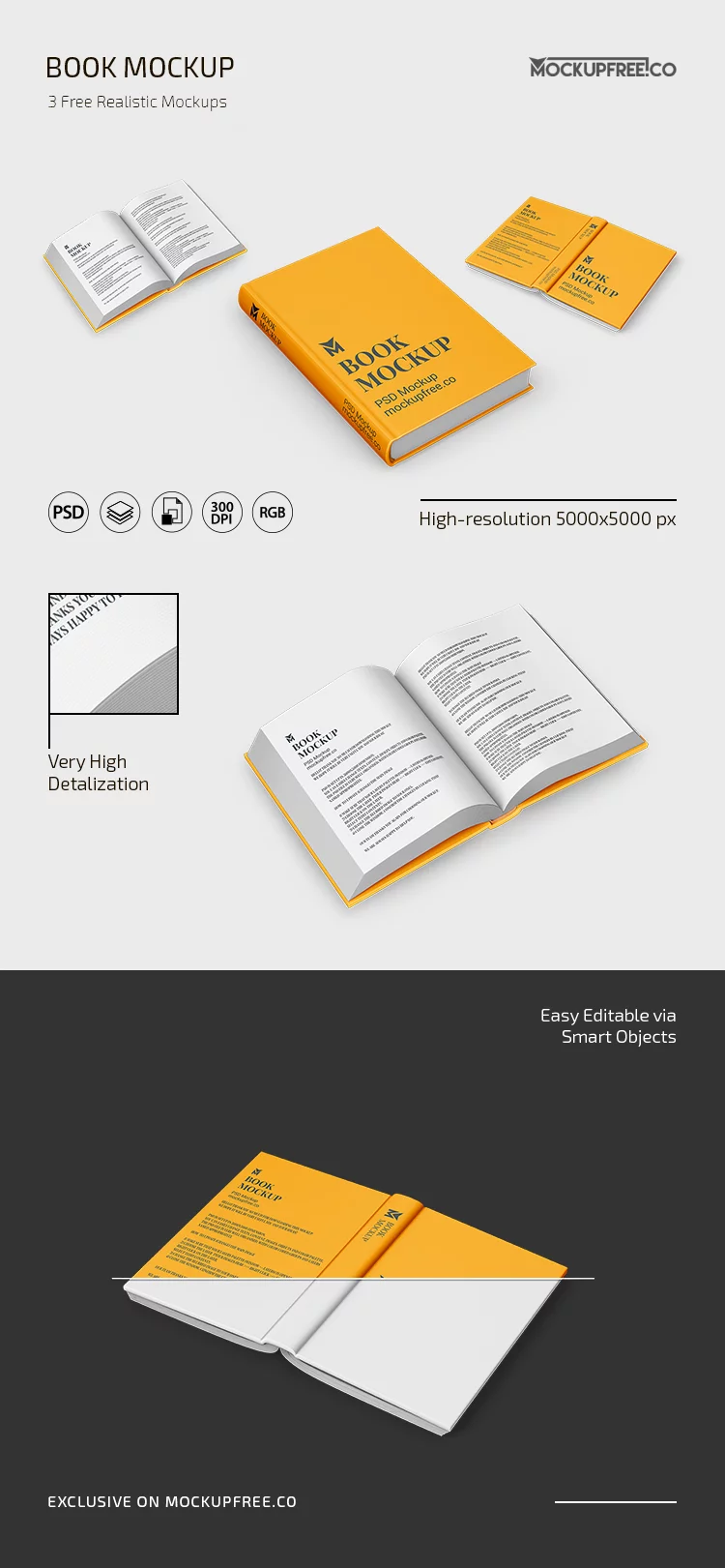 Free Book PSD Mockup