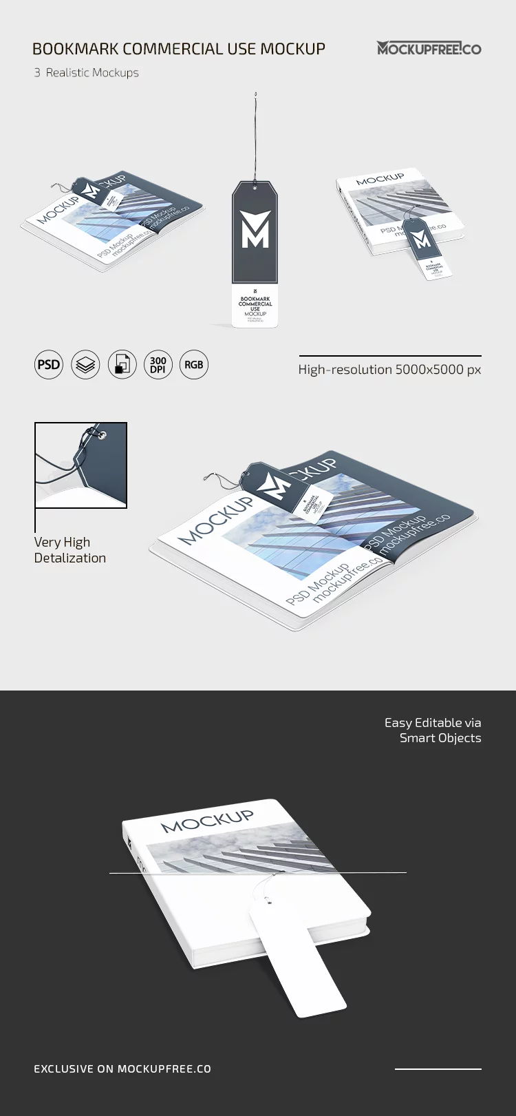 Free Bookmark Commercial Use PSD Mockup