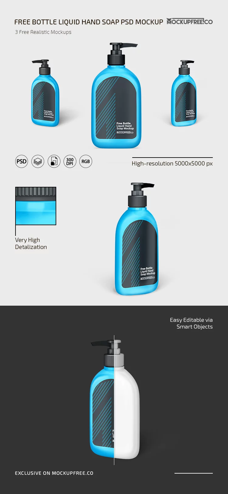 Free Bottle Liquid Hand Soap PSD Mockup