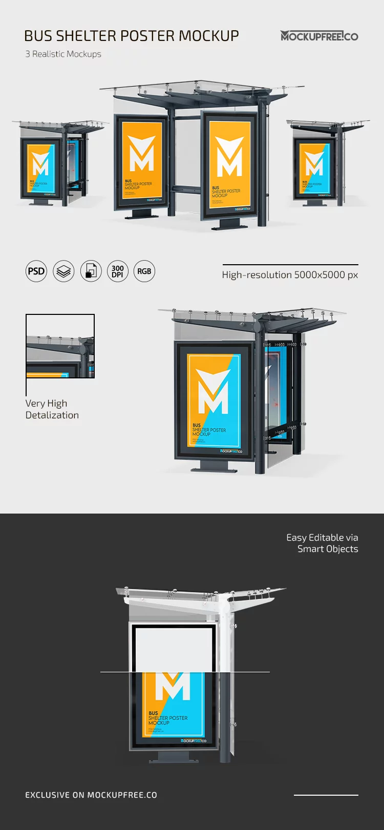 Free Bus Shelter PSD Poster Mockup