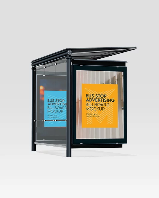 Free Bus Stop Advertising Billboard PSD Mockup