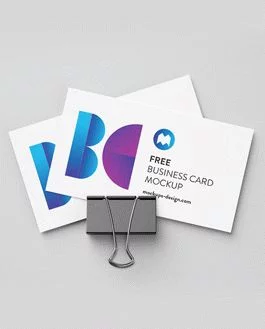 Free Business Card with Foldback Clip PSD Mockup