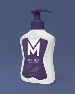 Free Cosmetic Bottle with Pump PSD Mockup