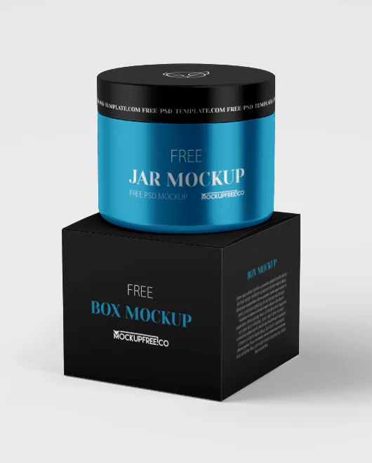 Free Cosmetic Jar and Box PSD Mockups