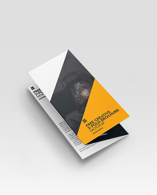 Free Creative Z-Fold Brochure Mockup PSD Set for Photoshop