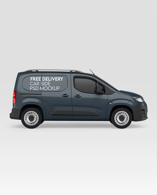 Free Delivery Car Side PSD Mockup