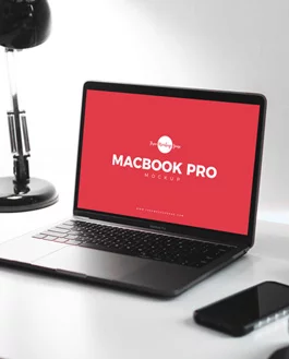 Free Design Studio MacBook Pro Mockup PSD