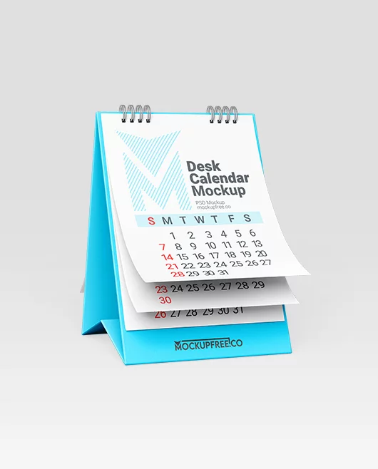 Free Double Desk Calendar PSD Mockup