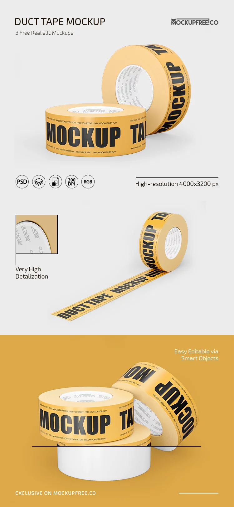 Free Duct Tape Mockup in PSD