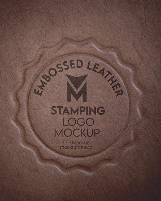 Free Embossed Leather Stamping Logo PSD Mockup