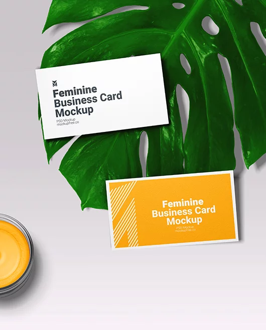 Free Feminine Business Card PSD Mockup