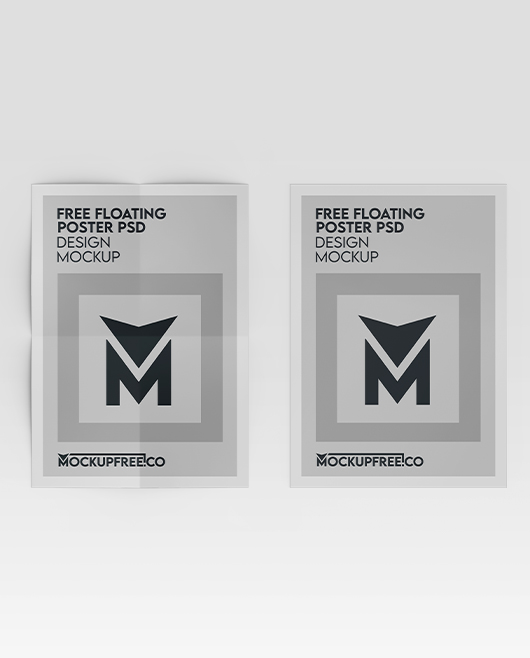 Free Floating Poster PSD Mockup Design Set for Photoshop